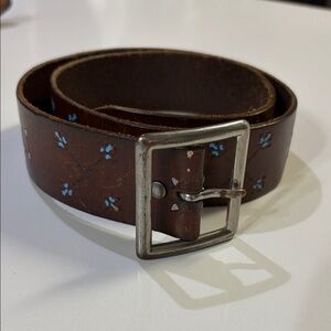 American Eagle Outfitters Brown Belt with Blue Details and Red/White Accents